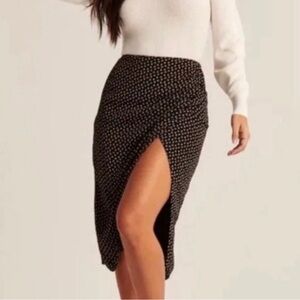 Abercrombie & Fitch Ruched High-Slit Midi Skirt